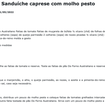 Receita de Sanduíche caprese com molho pesto