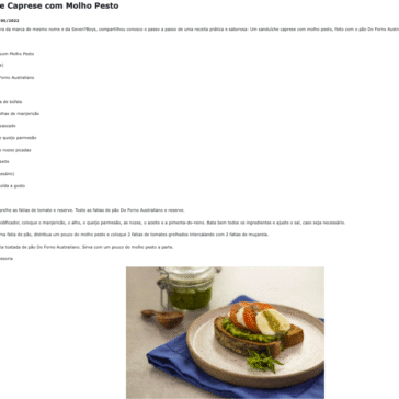 Sanduíche Caprese com Molho Pesto