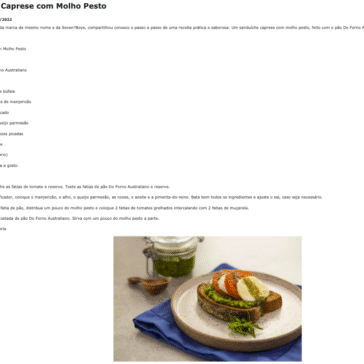 Sanduíche Caprese com Molho Pesto