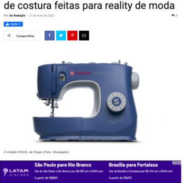 Singer lança no mercado máquinas de costura feitas para reality de moda
