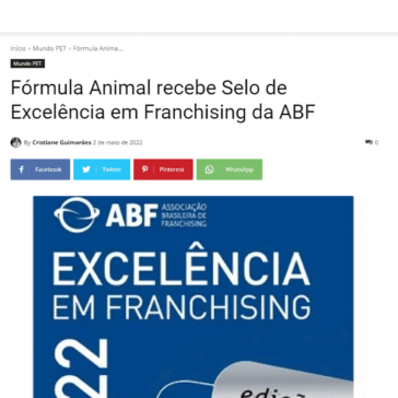 Fórmula Animal recebe Selo de Excelência em Franchising da ABF – Não Perde Não