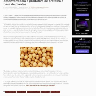 Tate & Lyle adquire Nutriati, empresa desenvolvedora e produtora de proteína à base de plantas – Fusões & Aquisições