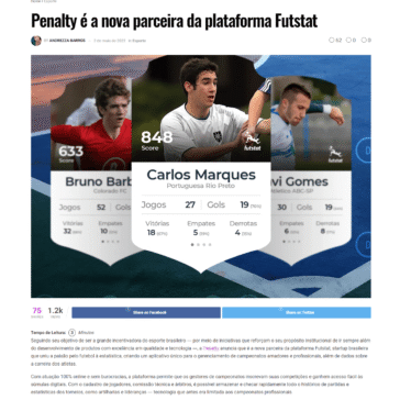 Penalty é a nova parceira da plataforma Futstat – Andrezza Barros