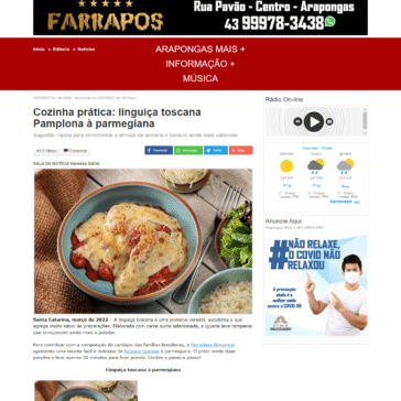 Cozinha prática: linguiça toscana Pamplona à parmegiana – Araponga Mais