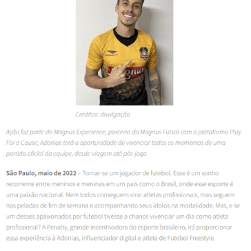 Penalty realiza sonho de influenciador Adonias e contribui com ação social – Blog Cultura & Futebol