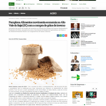 Pamplona Alimentos movimenta economia no Alto Vale do Itajaí (SC) com a compra de grãos de inverno – Cidade No Ar