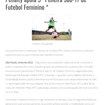 Penalty apoia 3ª Peneira Sub-17 de Futebol Feminino * – Blog Cultura & Futebol