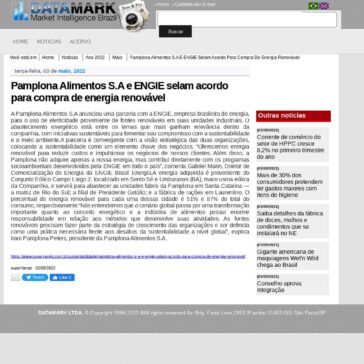 Pamplona Alimentos S.A e ENGIE selam acordo para compra de energia renovável – DataMark
