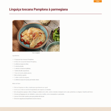 Linguiça toscana Pamplona à parmegiana – Gastronomia RS