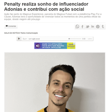 Penalty realiza sonho de influenciador Adonias e contribui com ação social – JBN Bahia Notícias