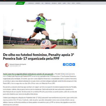 De olho no futebol feminino, Penalty apoia 3ª Peneira Sub-17 organizada pela FPF – Máquina do Esporte