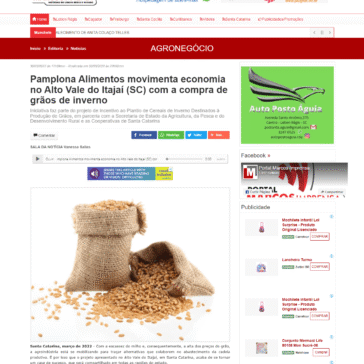 Pamplona Alimentos movimenta economia no Alto Vale do Itajaí (SC) com a compra de grãos de inverno – Marcos Imprensa