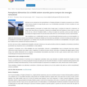 Pamplona Alimentos S.A e ENGIE selam acordo para compra de energia renovável – Movimento ODS Santa Catarina