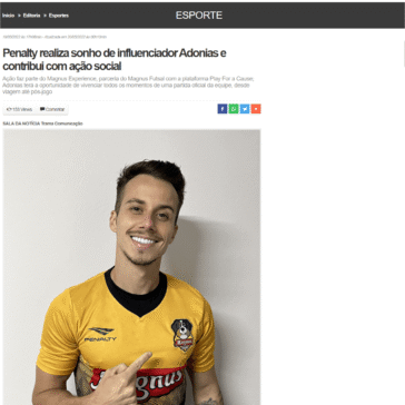Penalty realiza sonho de influenciador Adonias e contribui com ação social – Portal Obidense