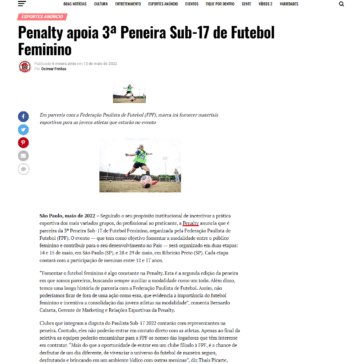 Penalty apoia 3ª Peneira Sub-17 de Futebol Feminino – Ocimar