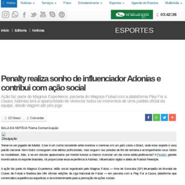 Penalty realiza sonho de influenciador Adonias e contribui com ação social – Portal Serrolândia