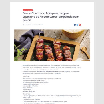 Dia do Churrasco: Pamplona sugere Espetinho de Alcatra Suína Temperada com Bacon – Revista Ideal