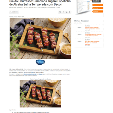 Dia do Churrasco: Pamplona sugere Espetinho de Alcatra Suína Temperada com Bacon – Sala da Notícia