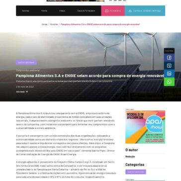 Pamplona Alimentos S.A e ENGIE selam acordo para compra de energia renovável – SuperVarejo