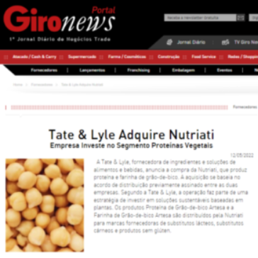 Tate & Lyle Adquire Nutriati – Giro News
