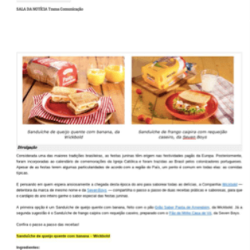 Festa Junina: Companhia Wickbold sugere duas receitas para comemorar em casa