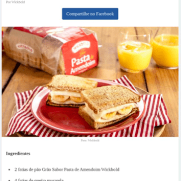 Receita de Sanduíche de queijo quente com banana