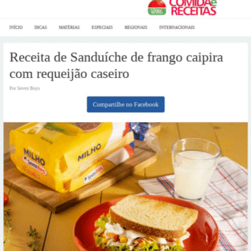 Receita de Sanduíche de frango caipira com requeijão caseiro