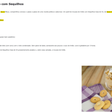 Pavê de Mousse de Limão com Sequilhos