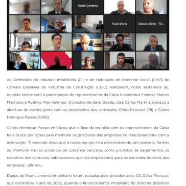 Financiamento imobiliário é tema de reunião da CII e CHIS com Caixa Econômica