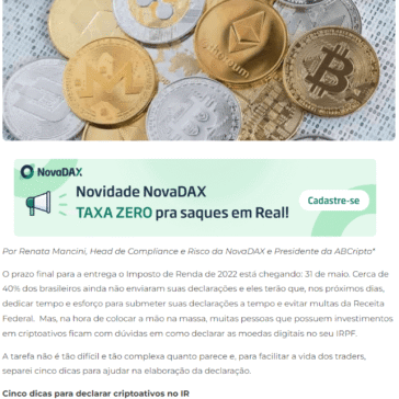 Cinco dicas para declarar criptoativos no Imposto de Renda 2022 – Coin Times