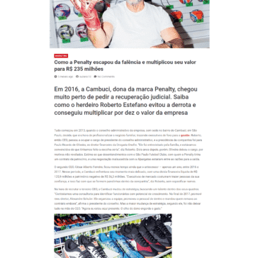Como a Penalty escapou da falência e multiplicou seu valor para R$ 235 milhões – Portal do Alto Tietê