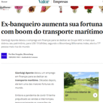 Ex-banqueiro aumenta sua fortuna com boom do transporte marítimo – Valor Econômico