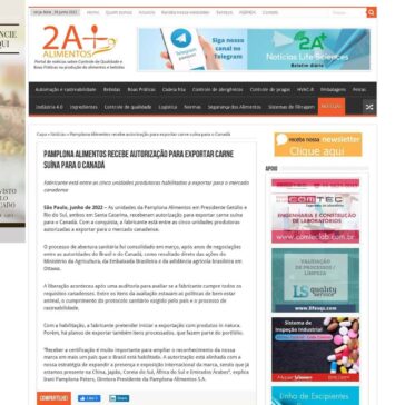 Pamplona Alimentos recebe autorização para exportar carne suína para o Canadá – 2A+ Alimentos