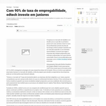 Com 90% de taxa de empregabilidade, edtech investe em juniores – Os Cobras da Notícia