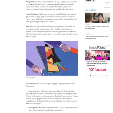 Cursos pagos após a contratação têm seleção exigente e promessa de emprego – Folha de São Paulo