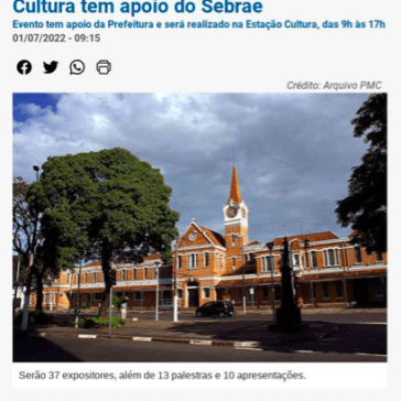 Feira do Empreendedor PCD na Estação Cultura tem apoio do Sebrae Evento tem apoio da Prefeitura e será realizado na Estação Cultura, das 9h às 17h