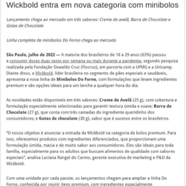 Wickbold entra em nova categoria com minibolos
