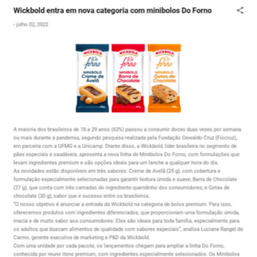 Wickbold entra em nova categoria com minibolos Do Forno