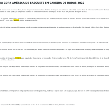 WICKBOLD PATROCINA COPA AMÉRICA DE BASQUETE EM CADEIRA DE RODAS 2022