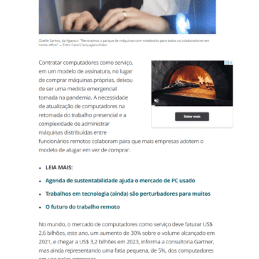 Trabalho híbrido estimula alugar PC em vez de comprar – Valor Econômico