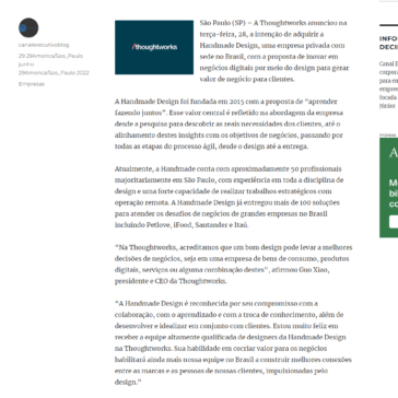 Thoughtworks anuncia compra da brasileira Handmade Design