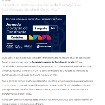 Já se inscreveu para a Jornada Inovação da Construção do dia 8 de junho? – CBIC