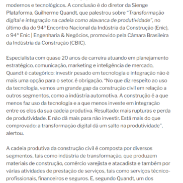 Especial ENIC: Investir em tecnologia e integração da cadeia é peça-chave para aumento da produtividade – Informe