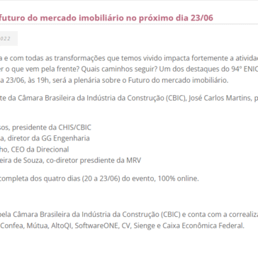 94º ENIC debate o futuro do mercado imobiliário no próximo dia 23/06 – SindusconPR