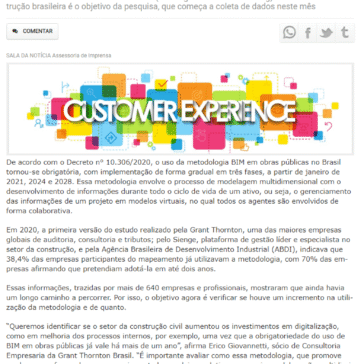 Sienge, Grant Thornton e ABDI lançam a segunda edição da pesquisa para análise da maturidade BIM no Brasil – Sala da Notícia