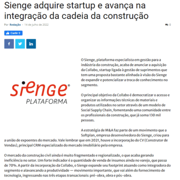 Sienge adquire startup e avança na integração da cadeia da construção – TI Inside