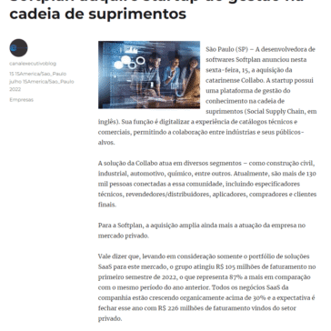 Softplan adquire startup de gestão na cadeia de suprimentos – Canal Executivo Blog