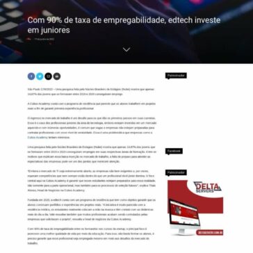 Com 90% de taxa de empregabilidade, edtech investe em juniores – Portal Carapicuiba