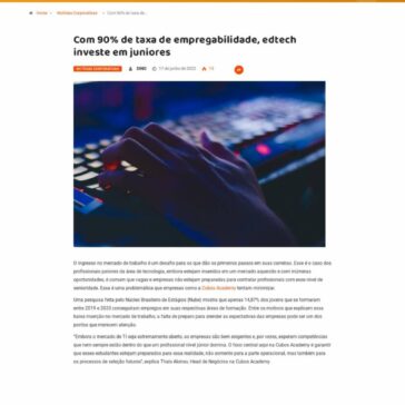 Com 90% de taxa de empregabilidade, edtech investe em juniores – OverBR