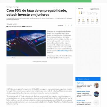 Com 90% de taxa de empregabilidade, edtech investe em juniores – Bom dia Cidade Notícias